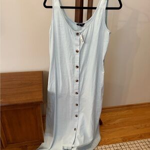 Light Blue Button-Down Sleeveless Dress